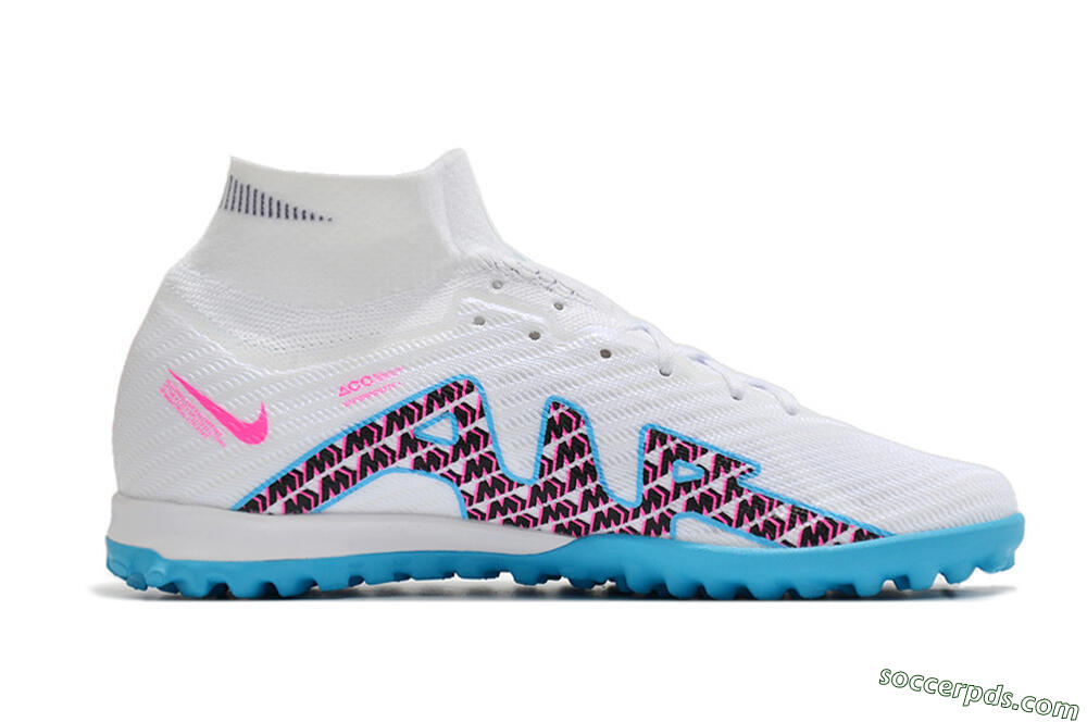 Nike Air Zoom Mercurial Superfly 10 Elite TF High-Tops Football Shoes - White/Blue/Red 4