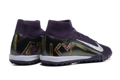 Nike Air Zoom Mercurial Superfly 10 Elite TF High-Tops Football Shoes - Purple/White/Gold