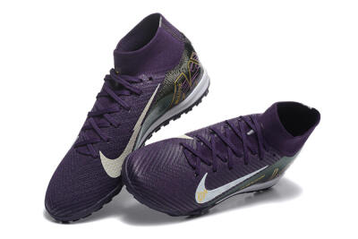 Nike Air Zoom Mercurial Superfly 10 Elite TF High-Tops Football Shoes - Purple/White/Gold