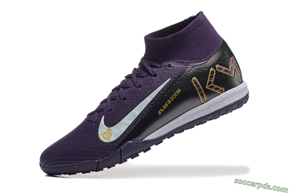 Nike Air Zoom Mercurial Superfly 10 Elite TF High-Tops Football Shoes - Purple/White/Gold 8