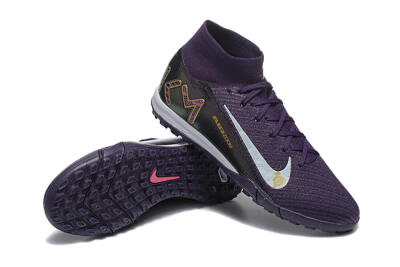 Nike Air Zoom Mercurial Superfly 10 Elite TF High-Tops Football Shoes - Purple/White/Gold