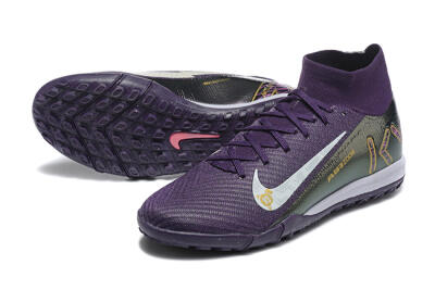 Nike Air Zoom Mercurial Superfly 10 Elite TF High-Tops Football Shoes - Purple/White/Gold
