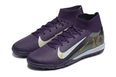 Nike Air Zoom Mercurial Superfly 10 Elite TF High-Tops Football Shoes - Purple/White/Gold