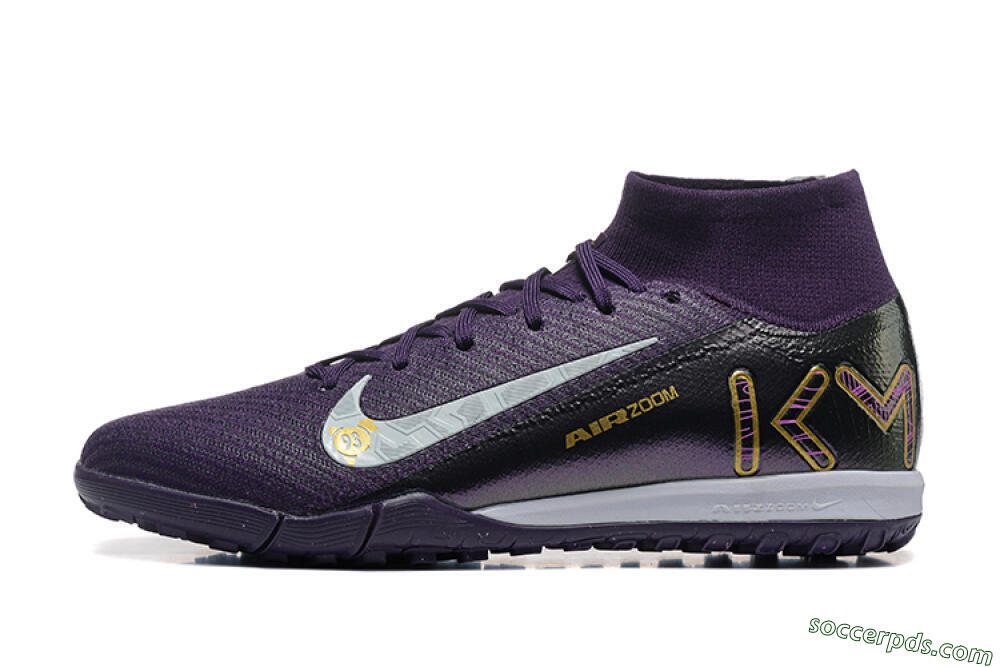 Nike Air Zoom Mercurial Superfly 10 Elite TF High-Tops Football Shoes - Purple/White/Gold 2