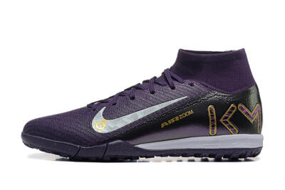 Nike Air Zoom Mercurial Superfly 10 Elite TF High-Tops Football Shoes - Purple/White/Gold