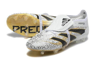 Adidas Predator 25 Elite Foldover Tongue FG Low-Tops Football Boots - Grey/Black/Gold