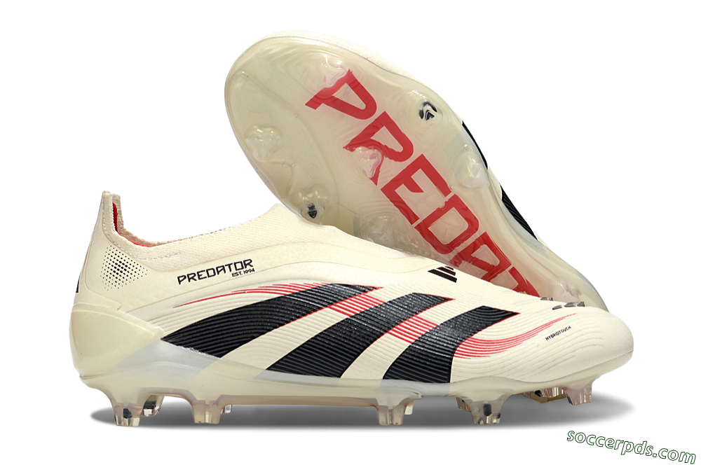 Adidas Predator Elite 25 Laceless FG Low-Tops Football Boots - Beige/Black/Red 1