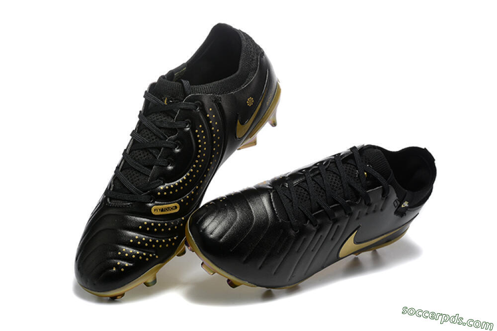 Nike Tiempo Legend 10 Elite FG Low-Tops Football Boots - Black/Gold 6