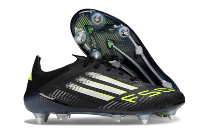 Adidas F50 Elite SG Low-Tops Football Boots - Black/Silver/Yellow