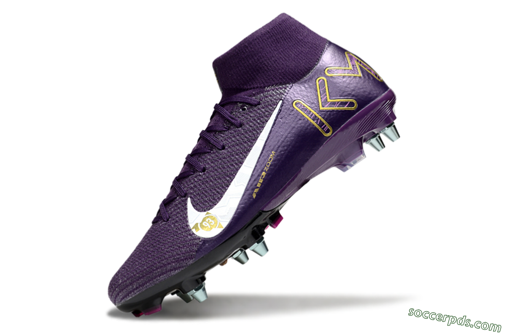 Nike Air Zoom Mercurial Superfly 10 Elite SG High-Tops Football Boots - Purple/White/Gold 5