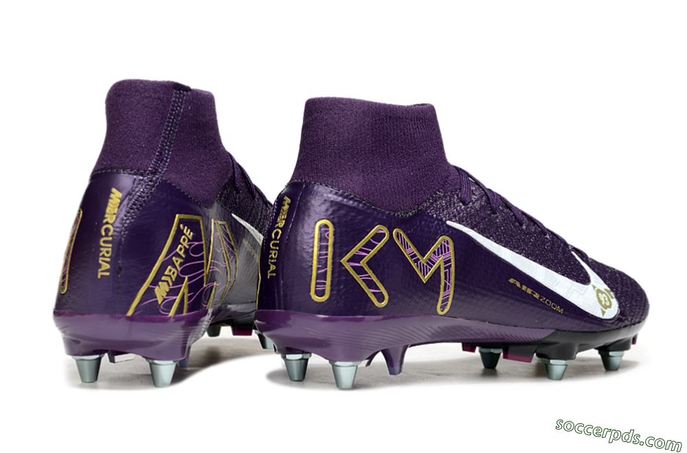Nike Air Zoom Mercurial Superfly 10 Elite SG High-Tops Football Boots - Purple/White/Gold 6