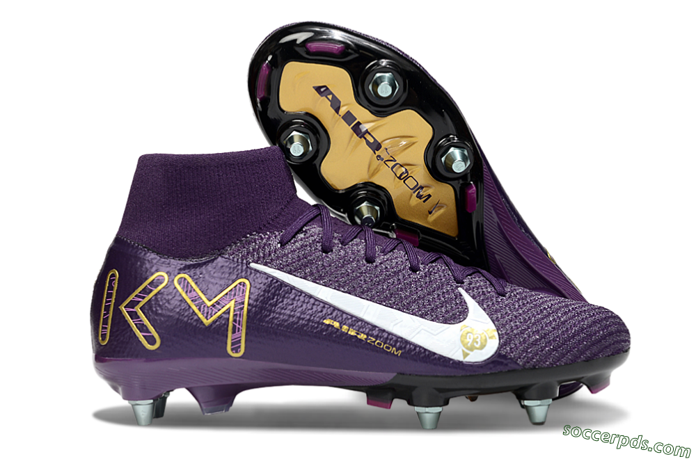 Nike Air Zoom Mercurial Superfly 10 Elite SG High-Tops Football Boots - Purple/White/Gold 1