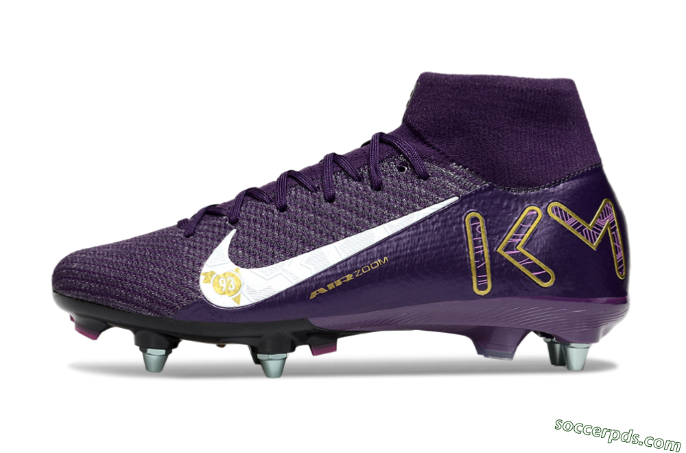 Nike Air Zoom Mercurial Superfly 10 Elite SG High-Tops Football Boots - Purple/White/Gold 2