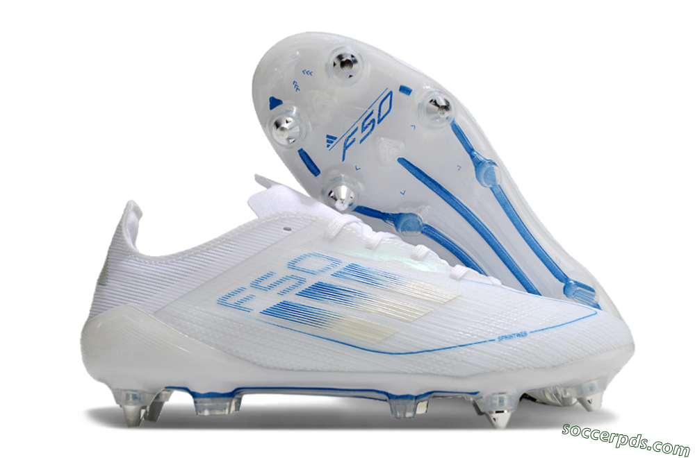 Adidas F50 Elite SG Low-Tops Football Boots - White/Blue 1