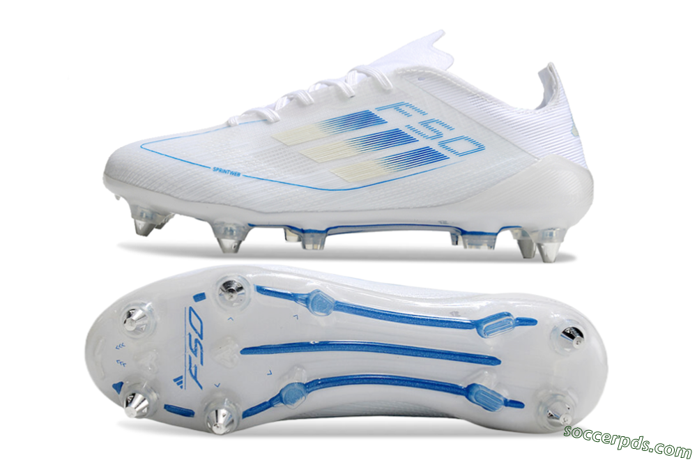Adidas F50 Elite SG Low-Tops Football Boots - White/Blue 0