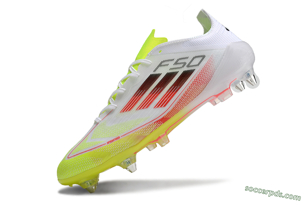 Adidas F50 Elite SG Low-Tops Football Boots - White/Yellow/Red 5