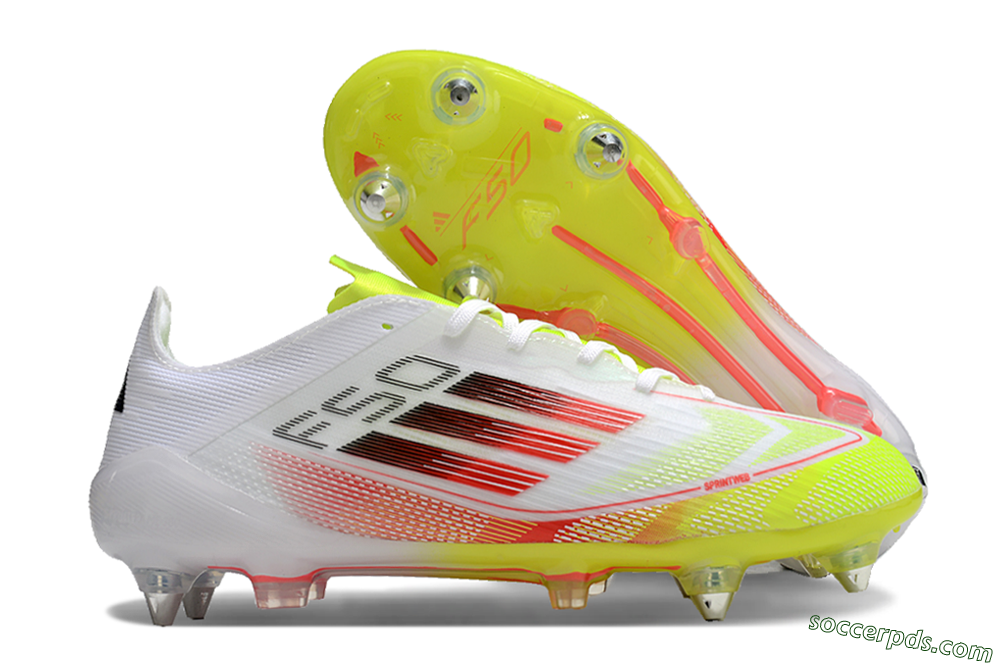 Adidas F50 Elite SG Low-Tops Football Boots - White/Yellow/Red 1