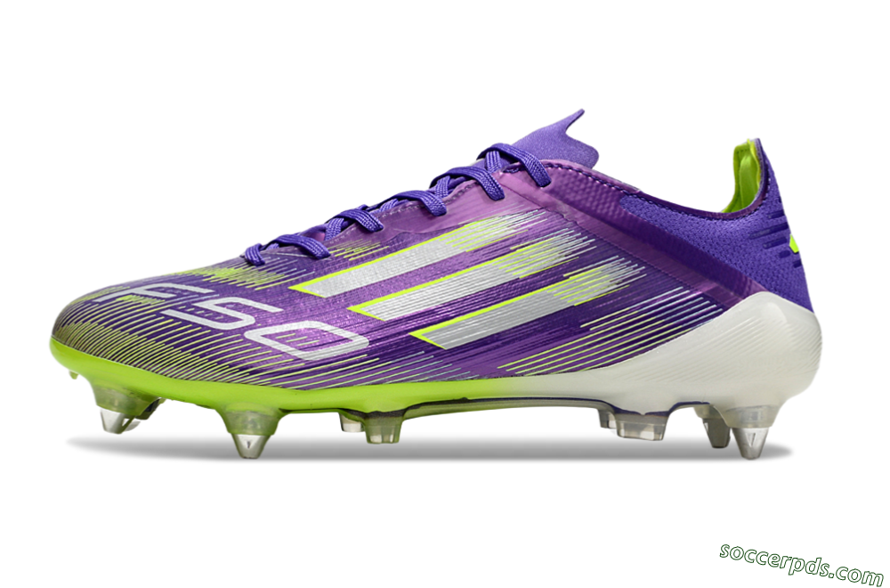 Adidas F50 Elite SG Low-Tops Football Boots - Purple/Silver/Yellow 2