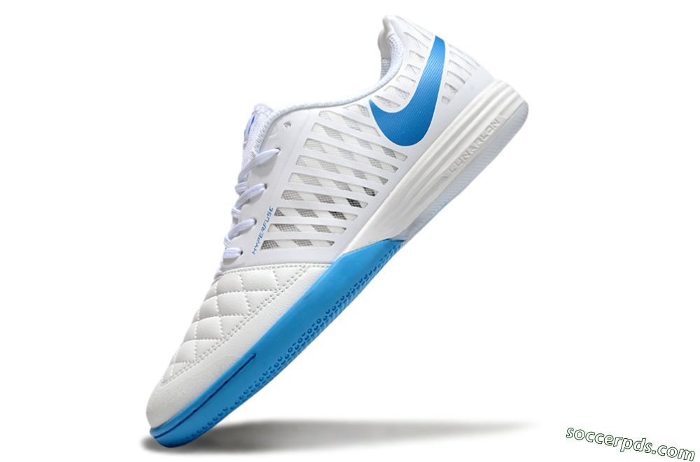 Nike Lunar Gato 2 IC Low-Tops Football Shoes - White/Blue 5