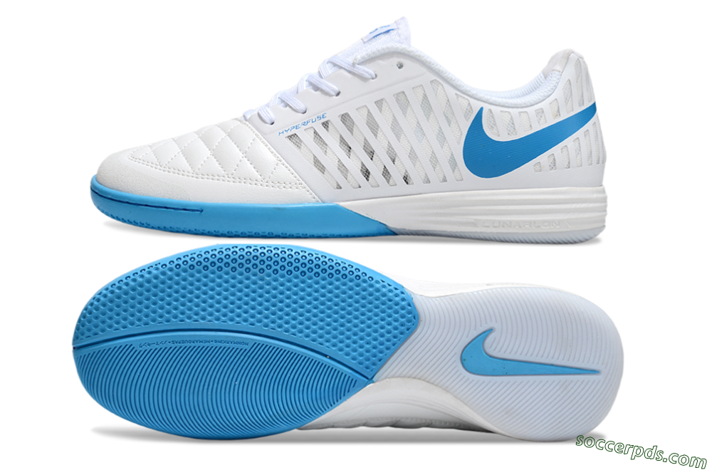Nike Lunar Gato 2 IC Low-Tops Football Shoes - White/Blue 0