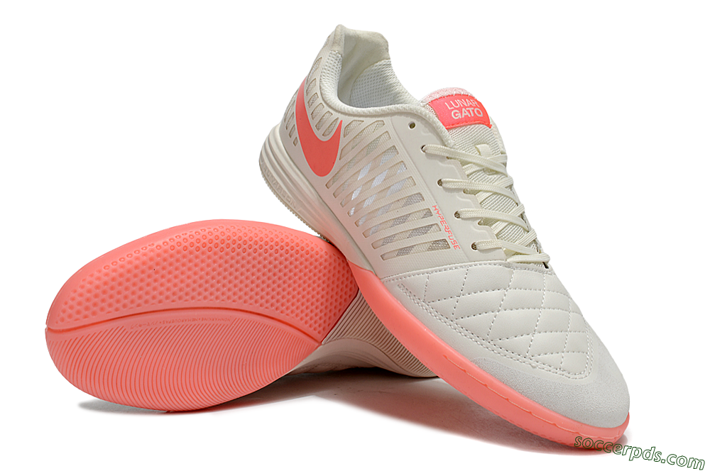 Nike Lunar Gato 2 IC Low-Tops Football Shoes - Beige/Red 3