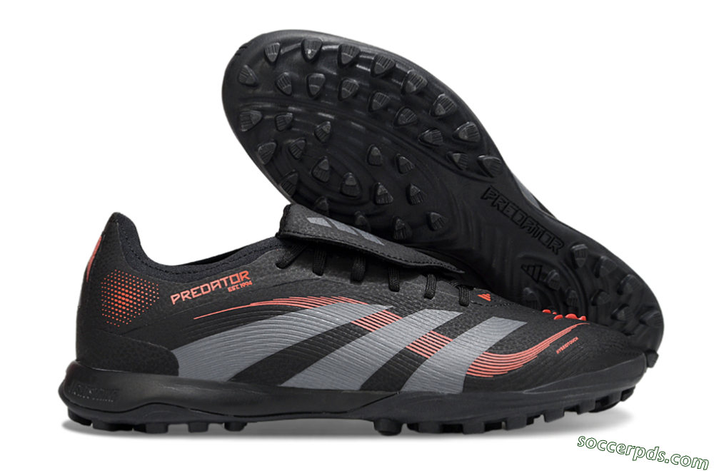 Adidas Predator Elite Foldover Tongue TF Low-Tops Football Shoes - Black/Grey/Red 1