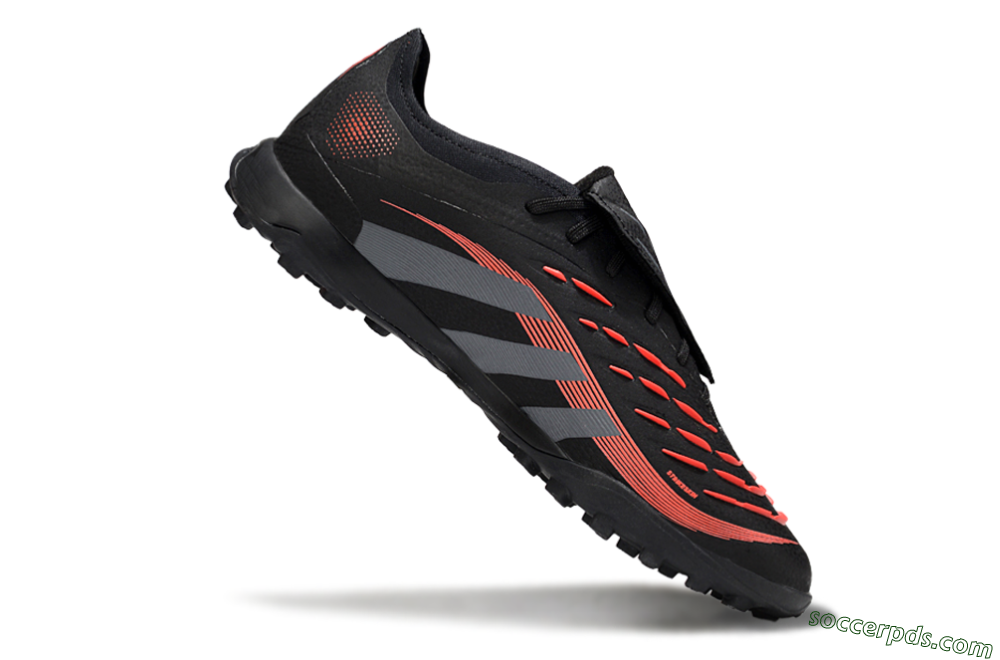 Adidas Predator Elite Foldover Tongue TF Low-Tops Football Shoes - Black/Grey/Red 4