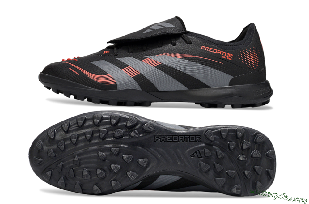 Adidas Predator Elite Foldover Tongue TF Low-Tops Football Shoes - Black/Grey/Red 0