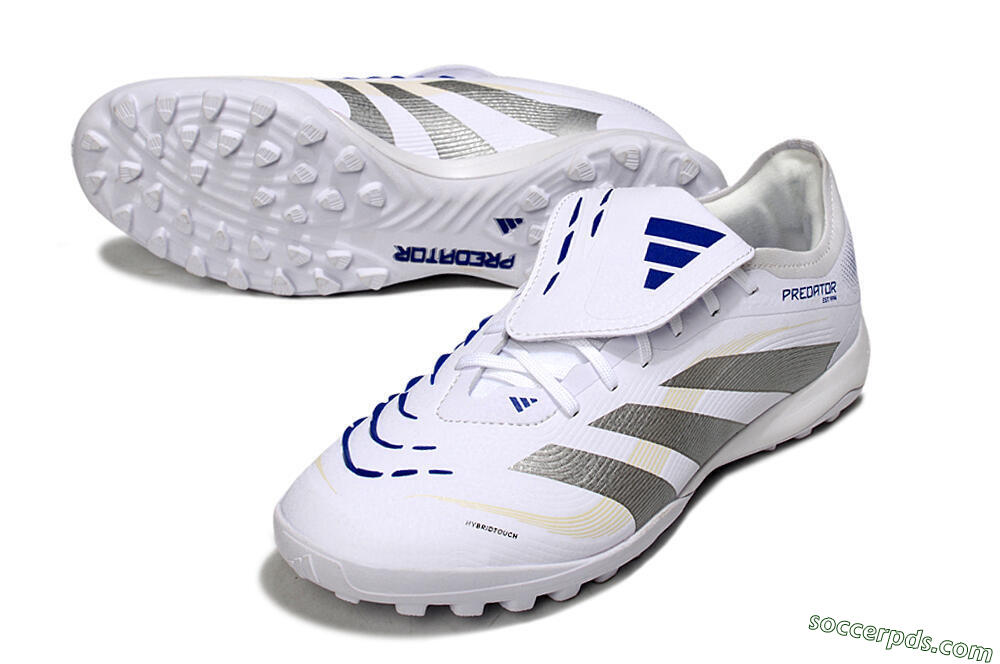 Adidas Predator Elite Foldover Tongue TF Low-Tops Football Shoes - White/Silver/Blue 3