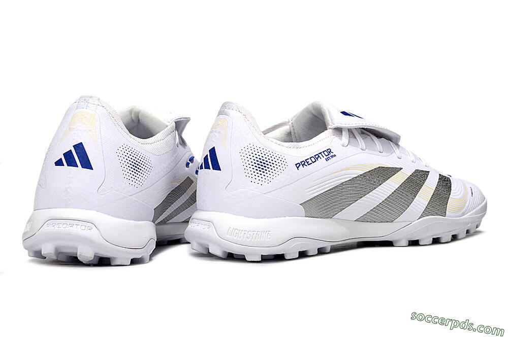 Adidas Predator Elite Foldover Tongue TF Low-Tops Football Shoes - White/Silver/Blue 6