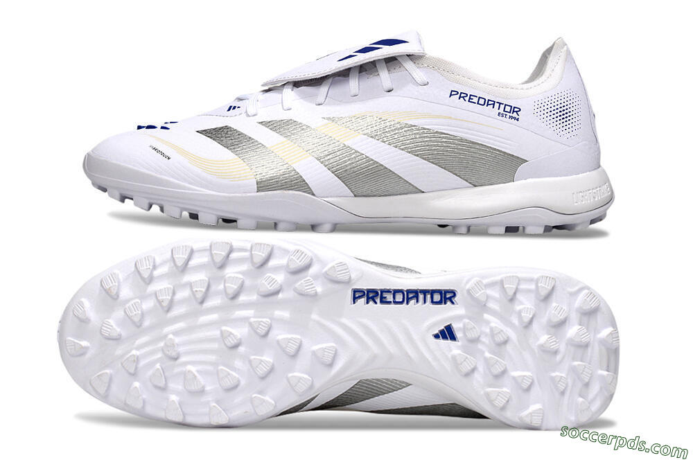 Adidas Predator Elite Foldover Tongue TF Low-Tops Football Shoes - White/Silver/Blue 0