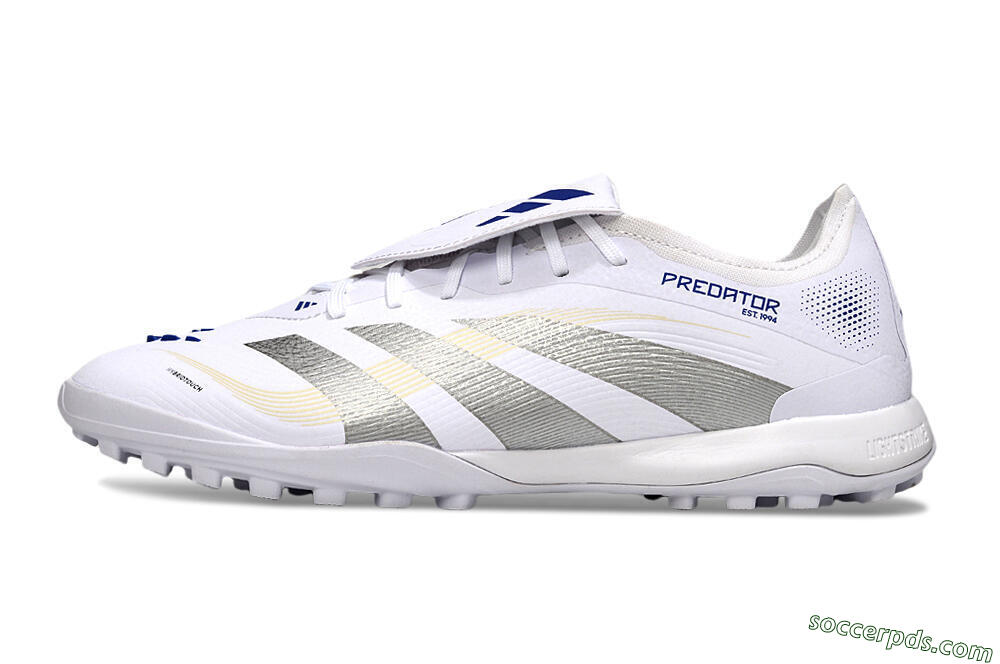 Adidas Predator Elite Foldover Tongue TF Low-Tops Football Shoes - White/Silver/Blue 2