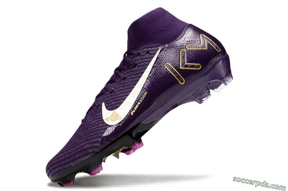 Nike Air Zoom Mercurial Superfly 10 Elite FG High-Tops Football Boots - Purple/White/Gold 5