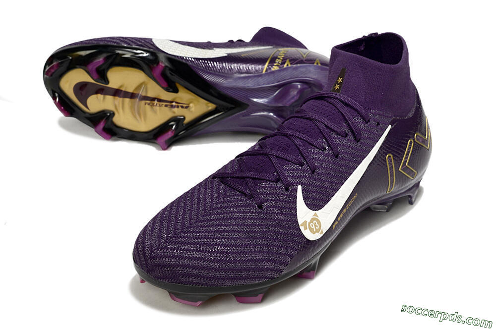 Nike Air Zoom Mercurial Superfly 10 Elite FG High-Tops Football Boots - Purple/White/Gold 3