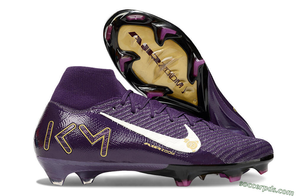 Nike Air Zoom Mercurial Superfly 10 Elite FG High-Tops Football Boots - Purple/White/Gold 1