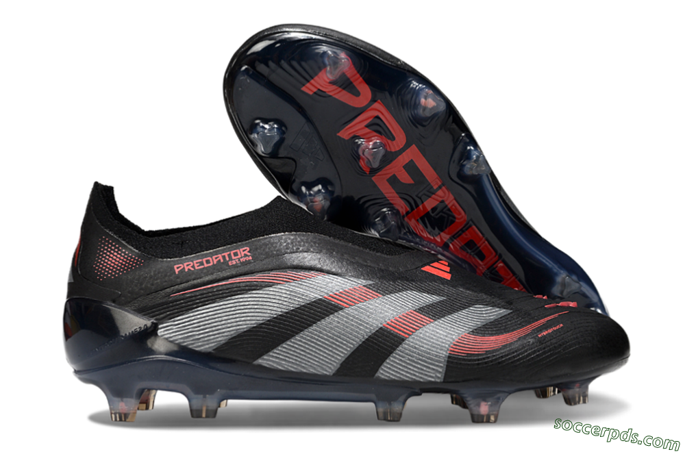 Adidas Predator 25 Elite Laceless FG Low-Tops Football Boots - Black/Grey/Red 1