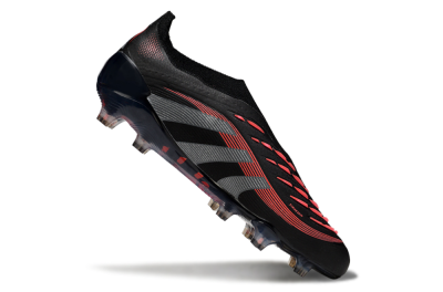 Adidas Predator 25 Elite Laceless FG Low-Tops Football Boots - Black/Grey/Red