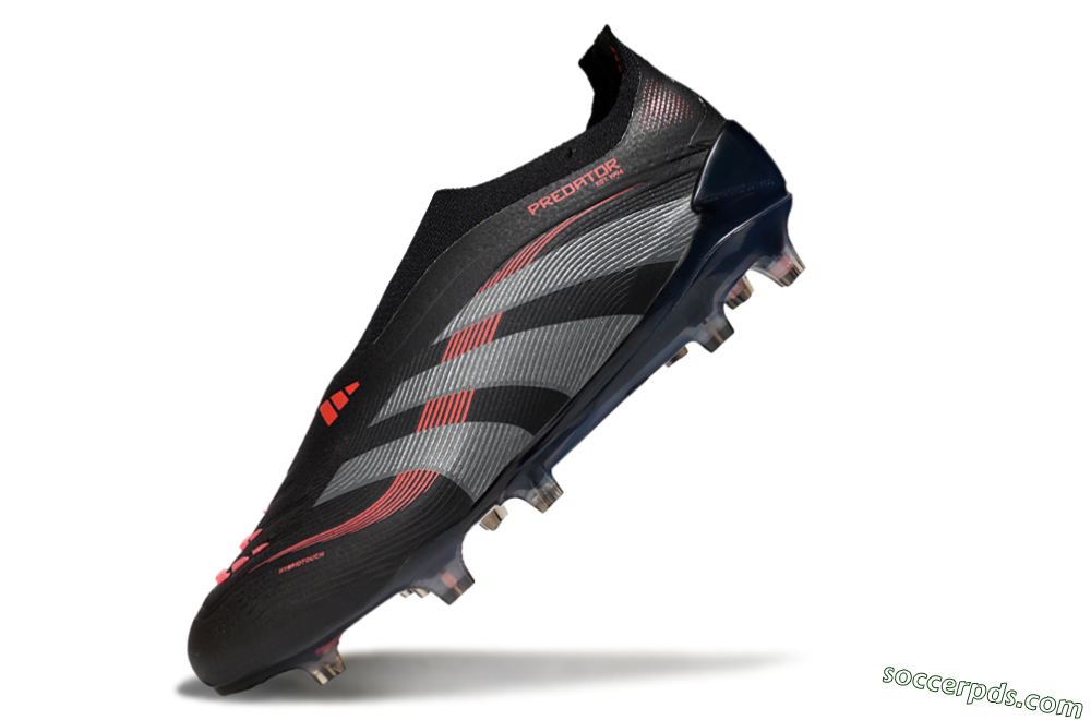 Adidas Predator 25 Elite Laceless FG Low-Tops Football Boots - Black/Grey/Red 5