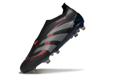 Adidas Predator 25 Elite Laceless FG Low-Tops Football Boots - Black/Grey/Red