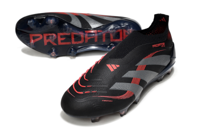 Adidas Predator 25 Elite Laceless FG Low-Tops Football Boots - Black/Grey/Red