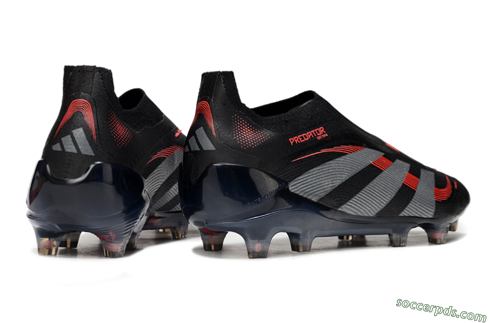 Adidas Predator 25 Elite Laceless FG Low-Tops Football Boots - Black/Grey/Red 6