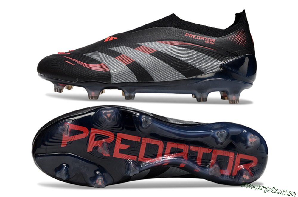 Adidas Predator 25 Elite Laceless FG Low-Tops Football Boots - Black/Grey/Red 0