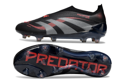 Adidas Predator 25 Elite Laceless FG Low-Tops Football Boots - Black/Grey/Red