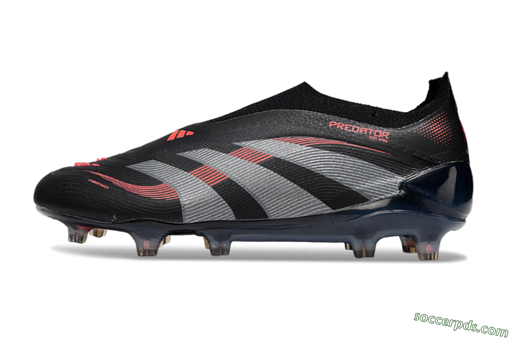 Adidas Predator 25 Elite Laceless FG Low-Tops Football Boots - Black/Grey/Red 2