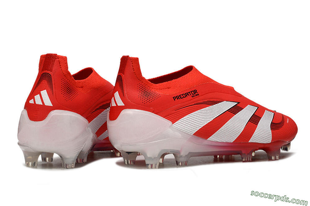 Adidas Predator 25 Elite Laceless FG Low-Tops Football Boots - Red/White/Black 6