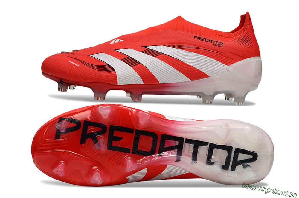 Adidas Predator 25 Elite Laceless FG Low-Tops Football Boots - Red/White/Black 0