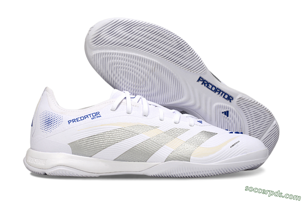 Adidas Predator 25 Elite IC Low-Tops Football Shoes - White/Silver/Blue 1