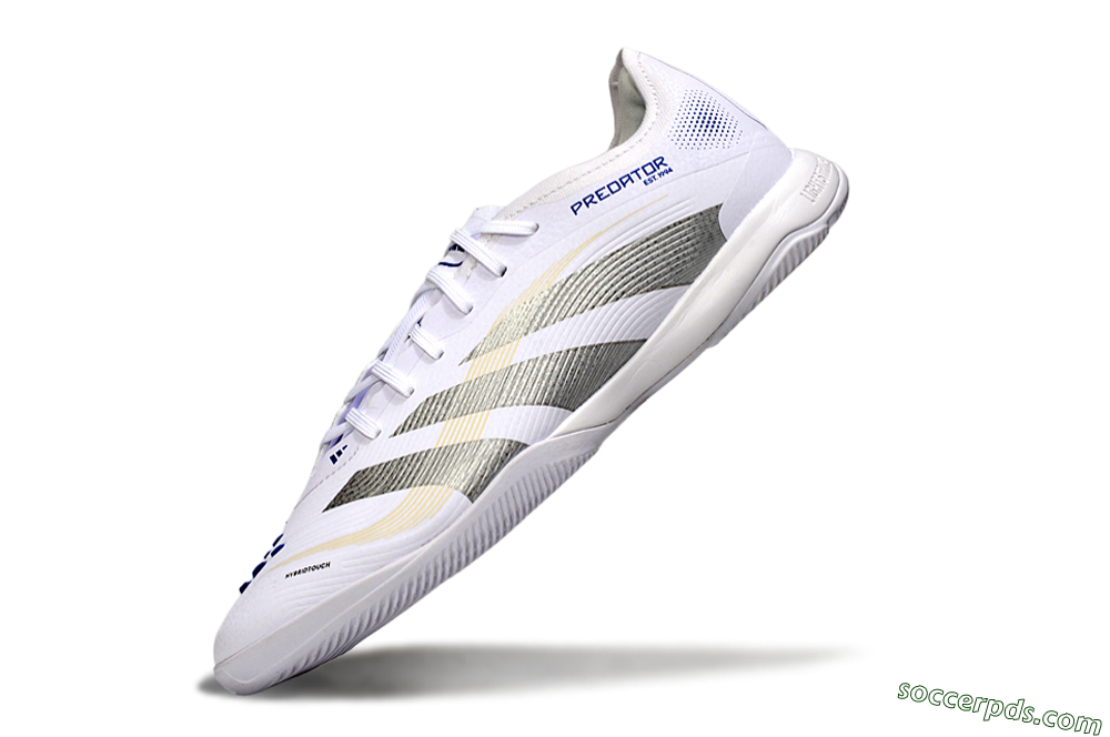 Adidas Predator 25 Elite IC Low-Tops Football Shoes - White/Silver/Blue 5