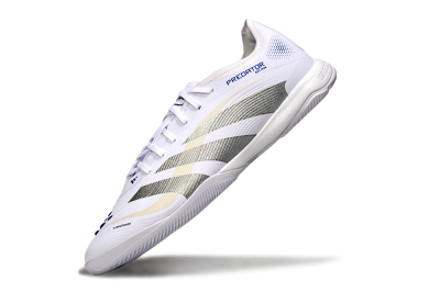 Adidas Predator 25 Elite IC Low-Tops Football Shoes - White/Silver/Blue