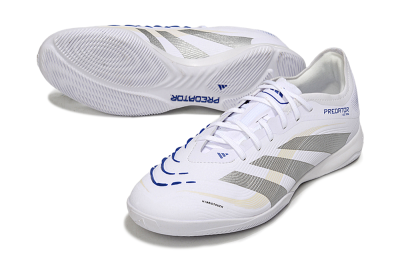 Adidas Predator 25 Elite IC Low-Tops Football Shoes - White/Silver/Blue